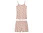 Un pyjama rose avec un motif floral.