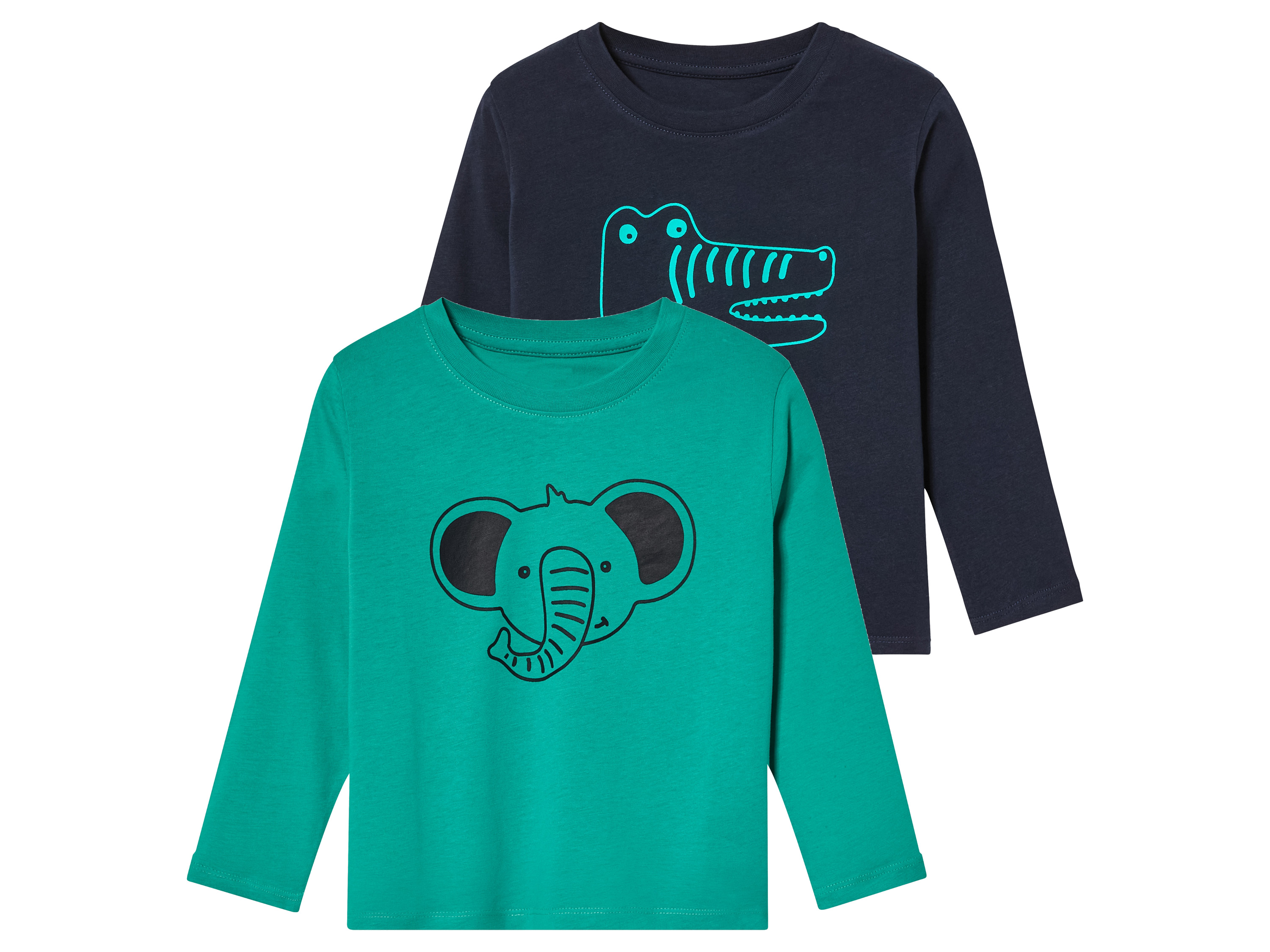 lupilu® T-shirts à manches longues petit garçon (bleu marine/vert, 12-24 mois)