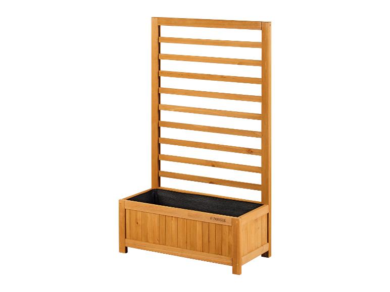 Une jardinière en bois avec un treillis de Parkside.