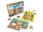 Ensemble de trois puzzles en bois sur le thème du chantier et des personnages de chiots.