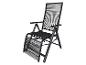 Chaise longue et fauteuil pliants noirs avec accoudoirs.