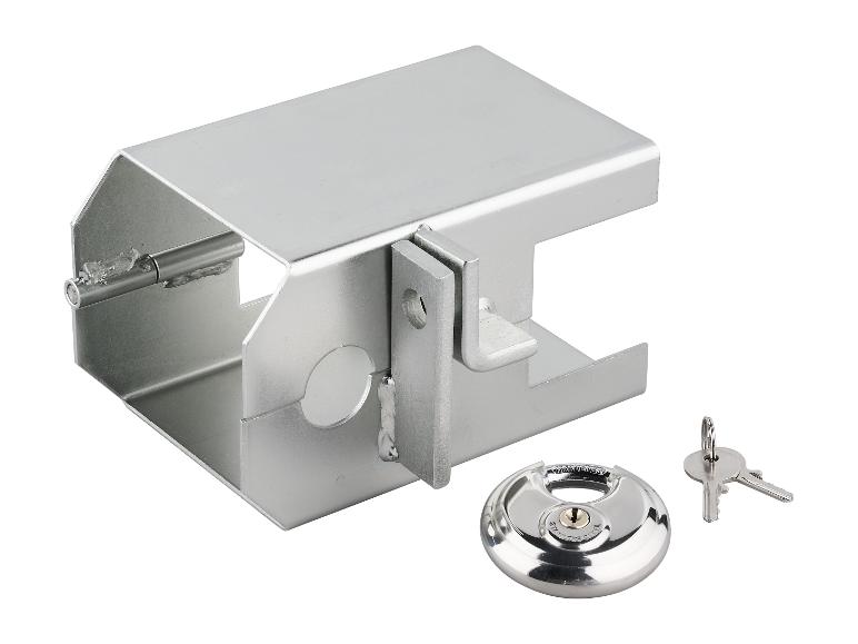 Cadenas de sécurité métallique avec clés et cadenas à disque.