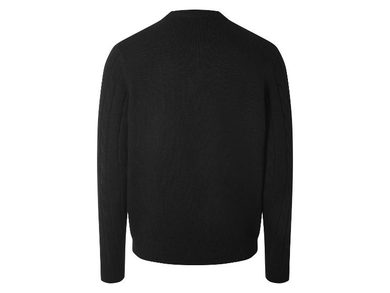 Pull noir pour homme à manches longues et col rond
