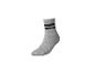 Chaussette de sport grise avec deux rayures noires en haut.