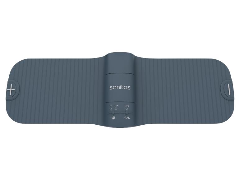 Ceinture de stimulation musculaire électrique grise avec commandes HI, LOW et TENS.
