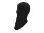 Cagoule noire pour la protection contre le froid, en tissu doux et isolant.