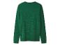 Pull vert à manches longues avec col rond, poignets et ourlet côtelés.