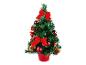 Un petit sapin de Noël avec des décorations rouges et des nœuds.