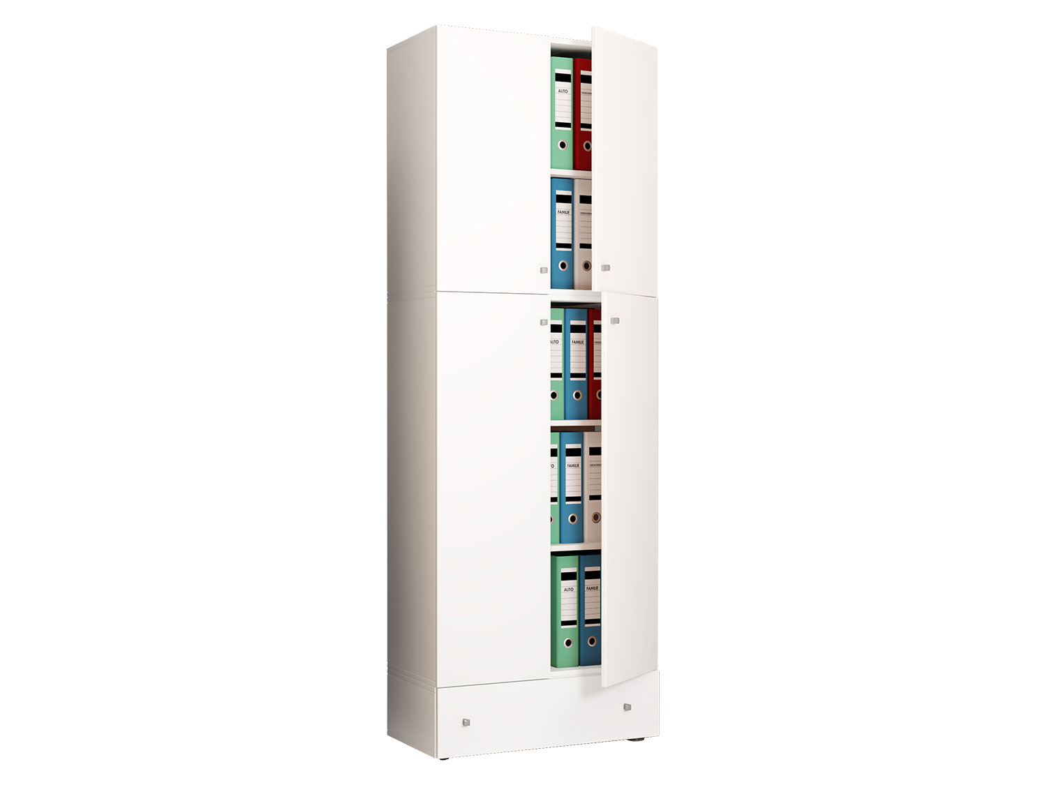 Armoire de bureau Lona (Portes battantes avec tiroir, XXl, blanc)