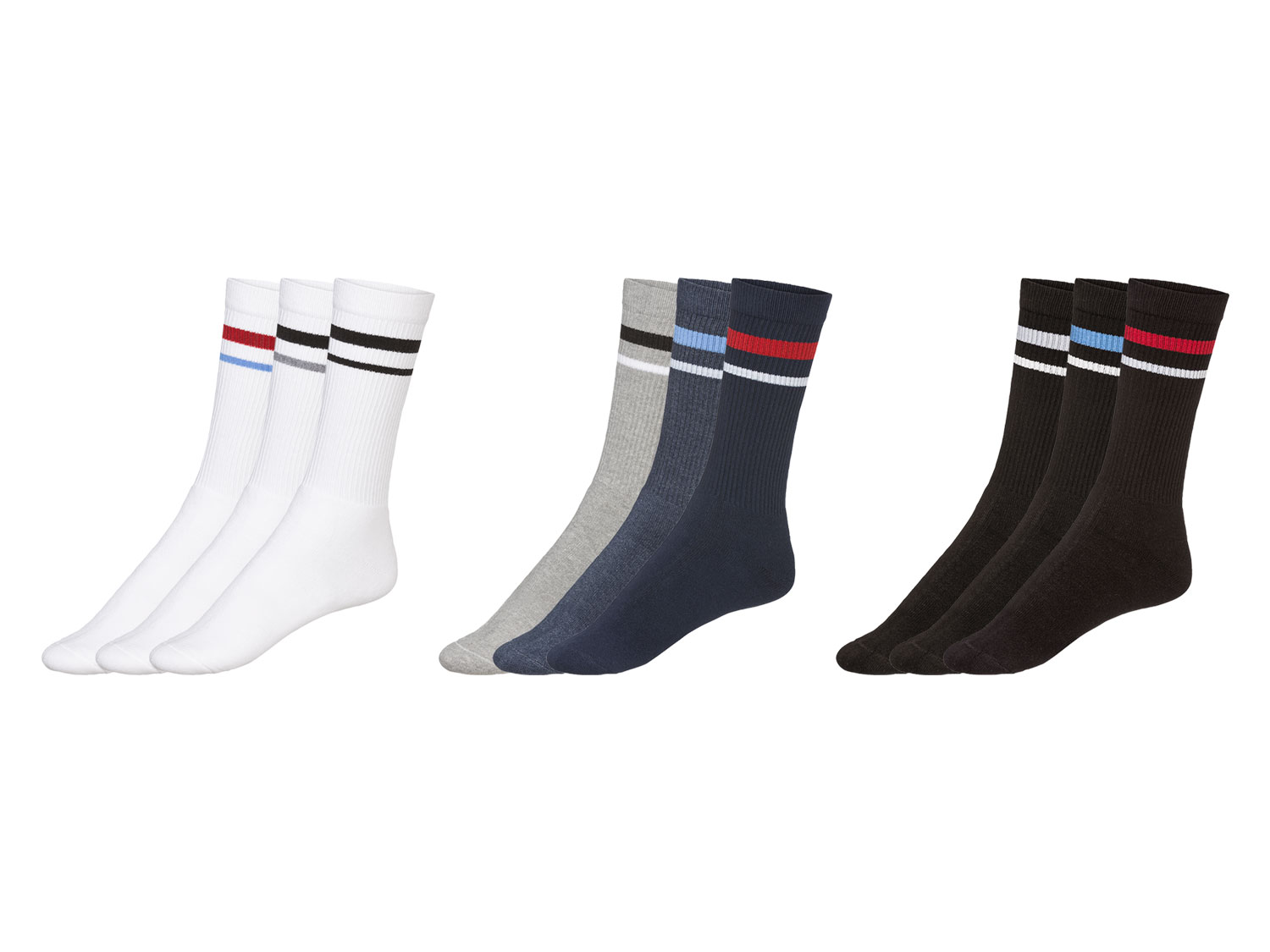LIVERGY® Lot de 3 paires de chaussettes de tennis homme