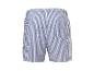 Short de bain rayé pour homme avec poche, bleu et blanc.