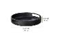 Plateau rond noir avec poignées, diamètre 26 cm, hauteur 6 cm.