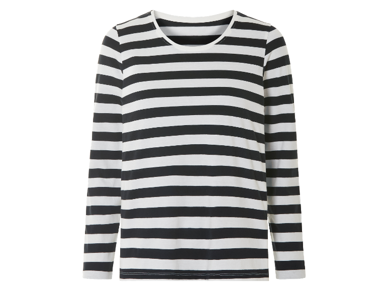 T-shirt à rayures noires et blanches à manches longues.