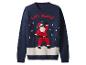 Pull de Noël bleu marine avec un Père Noël dansant et le texte « Let's Party ! ».