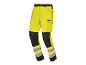 Pantalon de travail Parkside jaune fluo avec des détails noirs et réfléchissants.