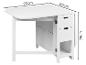 Table pliante blanche avec tiroirs, 92x80x74 cm.