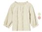 Haut beige en gaze de coton, manches bouffantes.