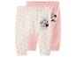 Deux pantalons de bébé avec imprimé Minnie Mouse, un fleuri et un rose.