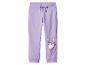 Pantalon de jogging violet pour enfants avec motif licorne.
