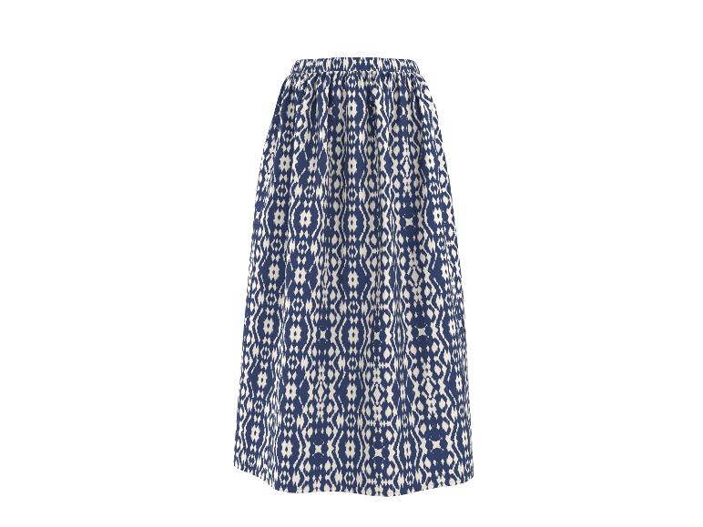 Jupe longue à motifs bleus et blancs avec taille élastiquée
