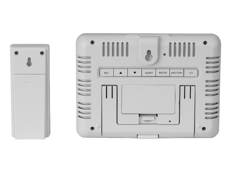 Thermomètre numérique blanc et capteur, vue arrière