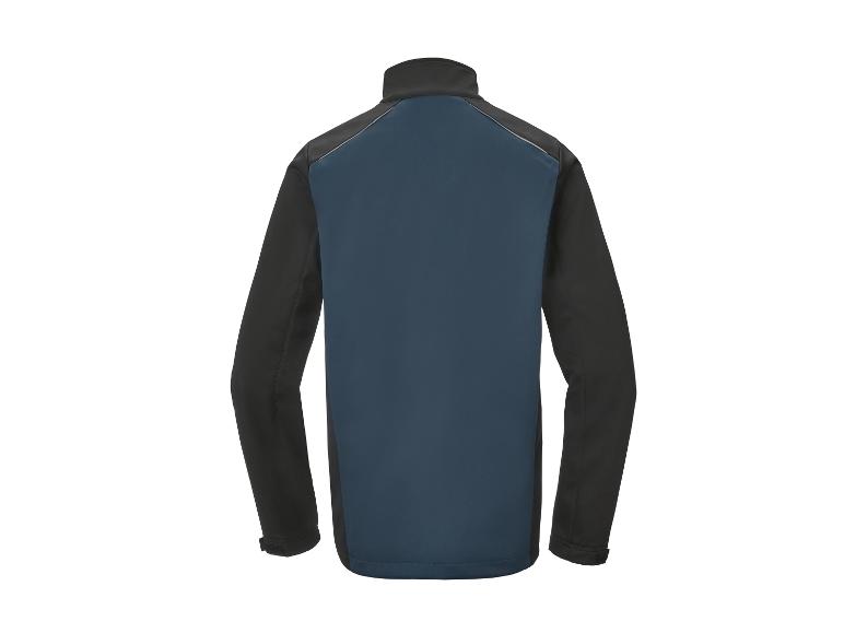 Veste softshell homme bleu foncé et noir, vue de dos