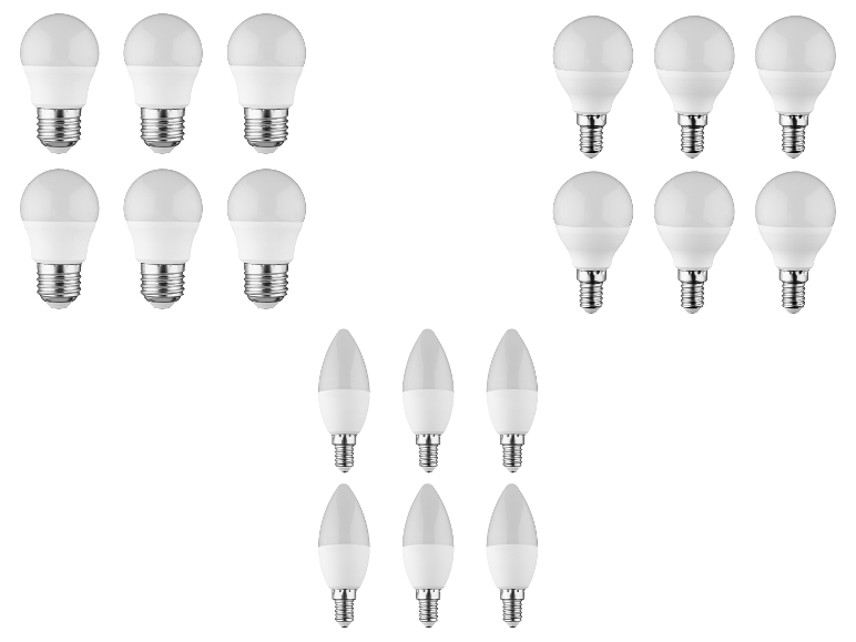 Assortiment d'ampoules LED : rondes et flamme.