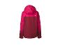 Vue arrière d'une veste à capuche bicolore rose et rouge