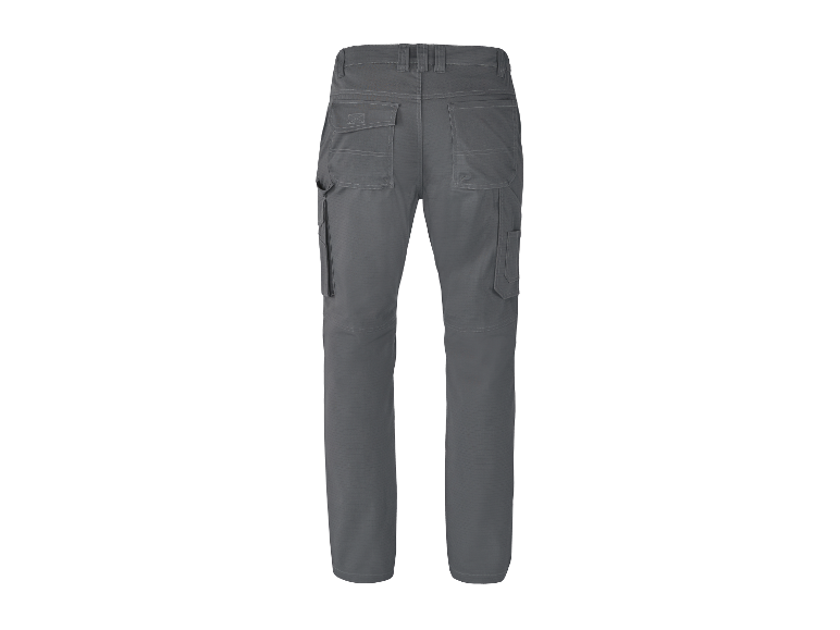 Pantalon de travail gris foncé avec poches cargo.
