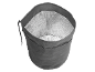 Sac isotherme pliable gris avec intérieur argenté isolé et cordon de serrage.