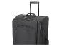 Valise de voyage en tissu gris avec poignée télescopique et serrure à combinaison.