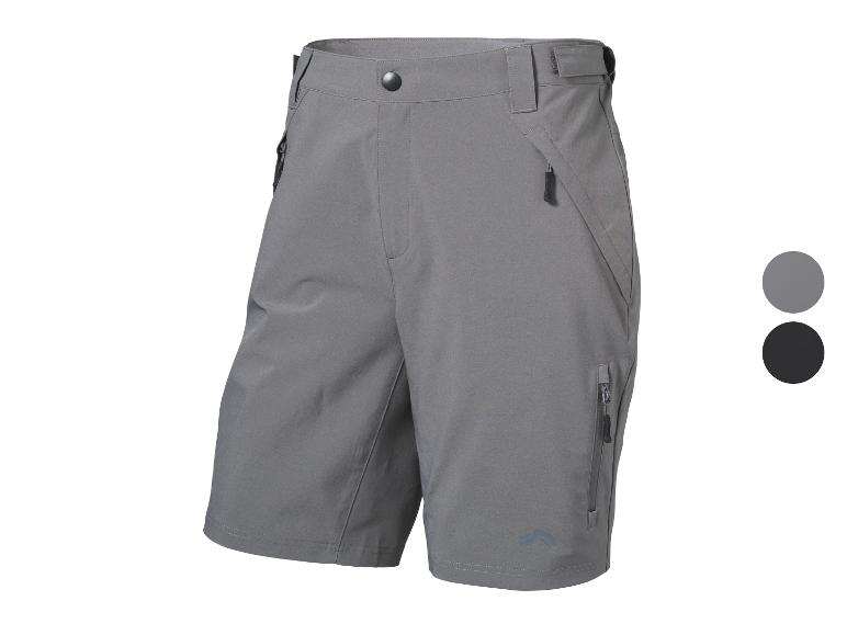 Shorts d'extérieur gris pour hommes avec poches zippées, disponibles en deux couleurs.