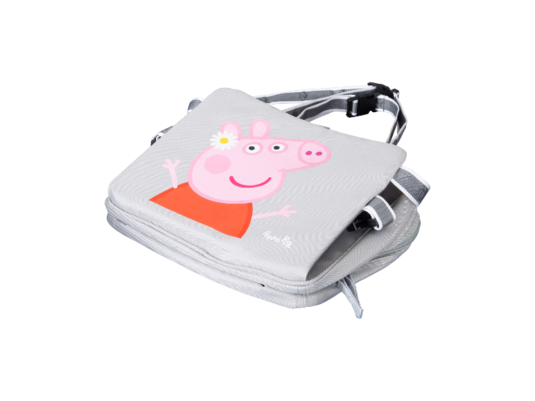 Sac à dos gris Peppa Pig avec bretelles réglables.