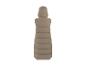 Gilet long matelassé beige pour femme avec capuche, vue de dos
