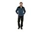 Homme en veste polaire Parkside bleue et pantalon de travail noir.