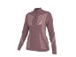 Haut de sport à manches longues pour femme avec fermeture éclair, mauve avec motif rayé.