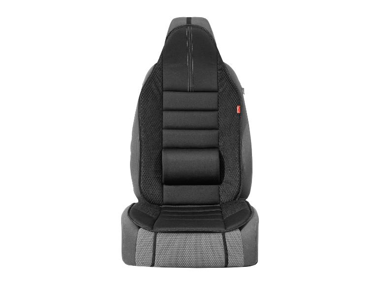 Un siège de voiture noir avec un motif gris.