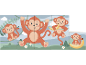 Puzzle en bois avec des singes joyeux et une chenille dans la jungle.