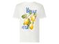T-shirt blanc avec imprimé citrons et texte bleu 'LA DOLCE VITA'.