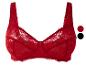 Un soutien-gorge rouge en dentelle.