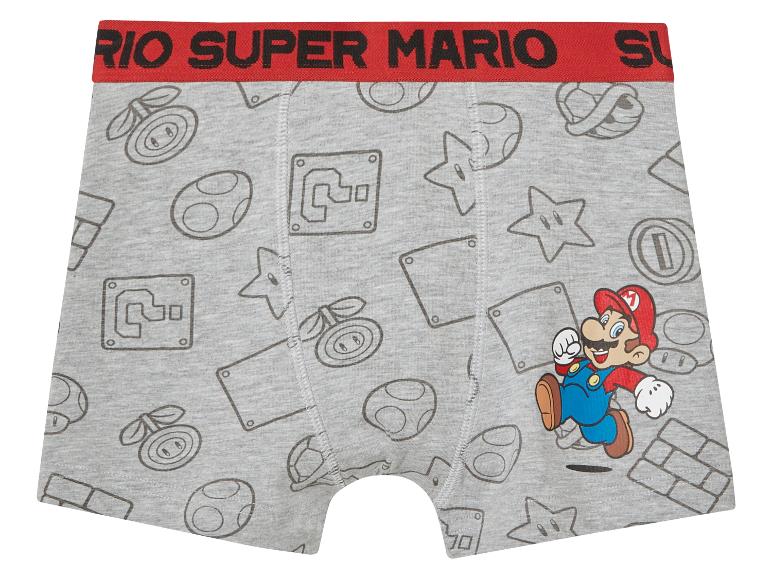 Boxers Super Mario gris : personnages et éléments emblématiques du jeu.