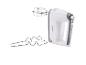 Un batteur sur socle blanc SilverCrest avec deux accessoires.