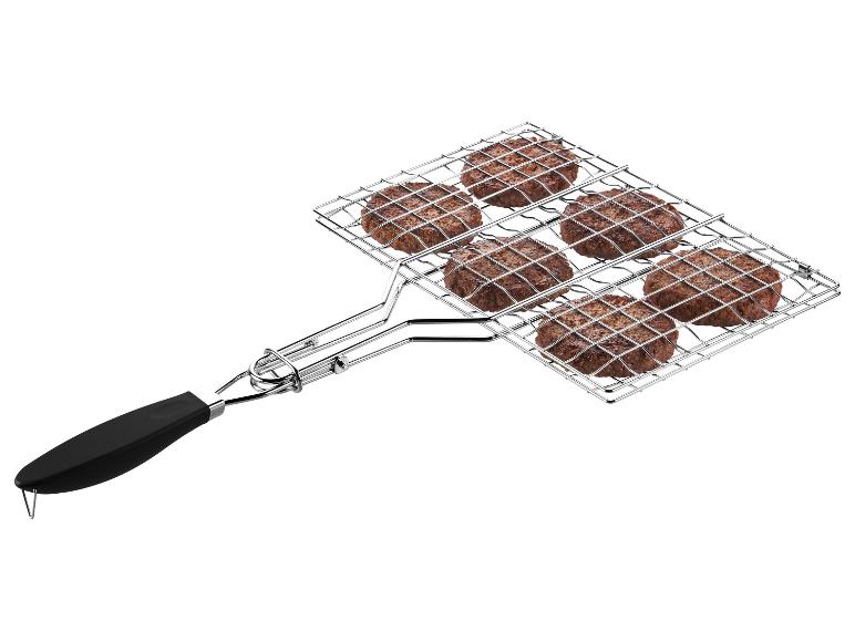 Une grille de barbecue avec des hamburgers grillés.