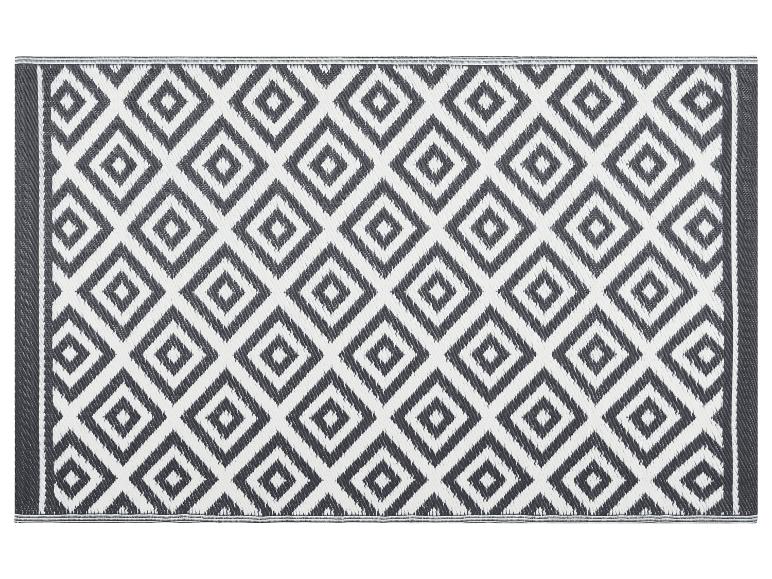Tapis à motif géométrique gris et blanc