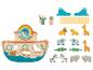 Ensemble de jouets en bois Arche de Noé avec bateau, figurines et paires d'animaux