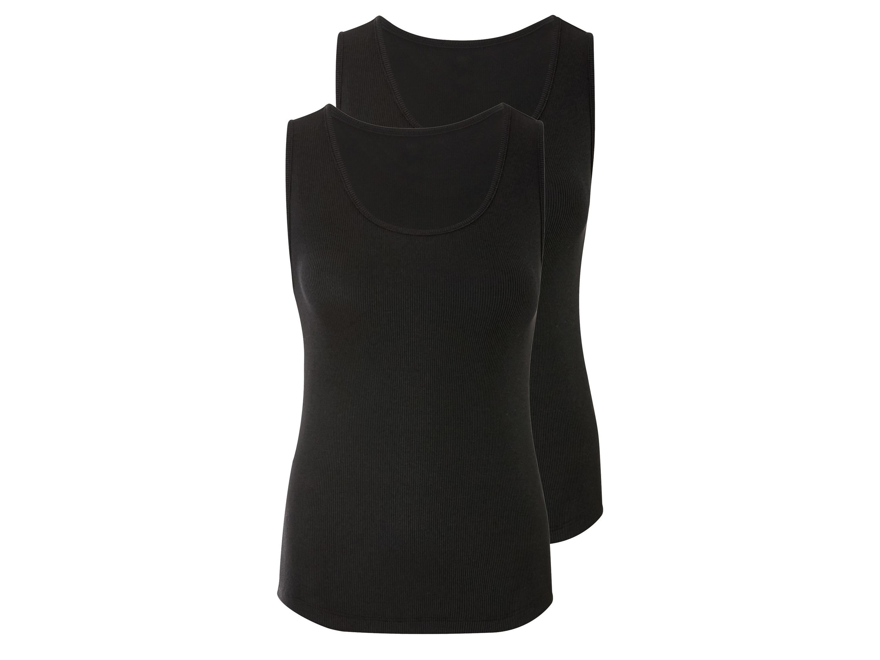 esmara® Lot de 2 débardeurs côtelés femme (noir, M(38/40))