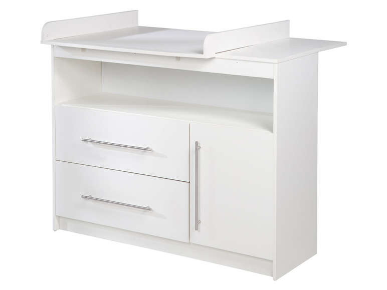 Commode blanche avec tiroirs et plan à langer rabattable