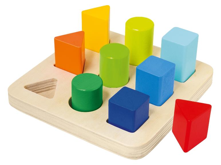 Jeu de blocs en bois pour enfants avec des formes de cubes, de cylindres et de triangles