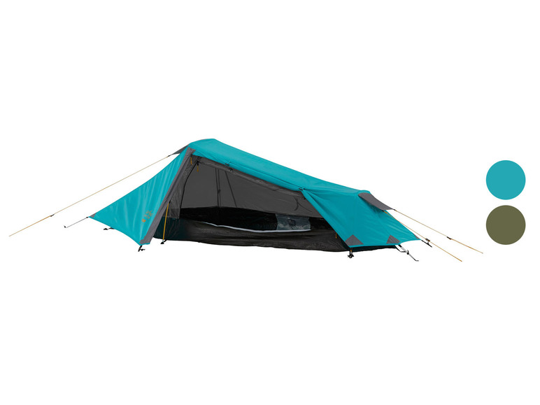 Une tente turquoise pour une personne, idéale pour le camping.
