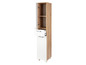 Une armoire de salle de bain blanche avec deux tiroirs et une porte.